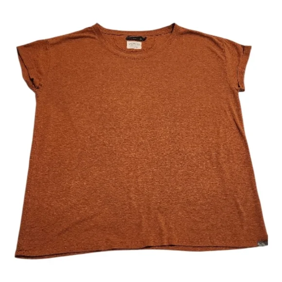 prAna Foundation Short Sleeve V-Neck Tee Rust Orange XLarge - Picture 5 of 9